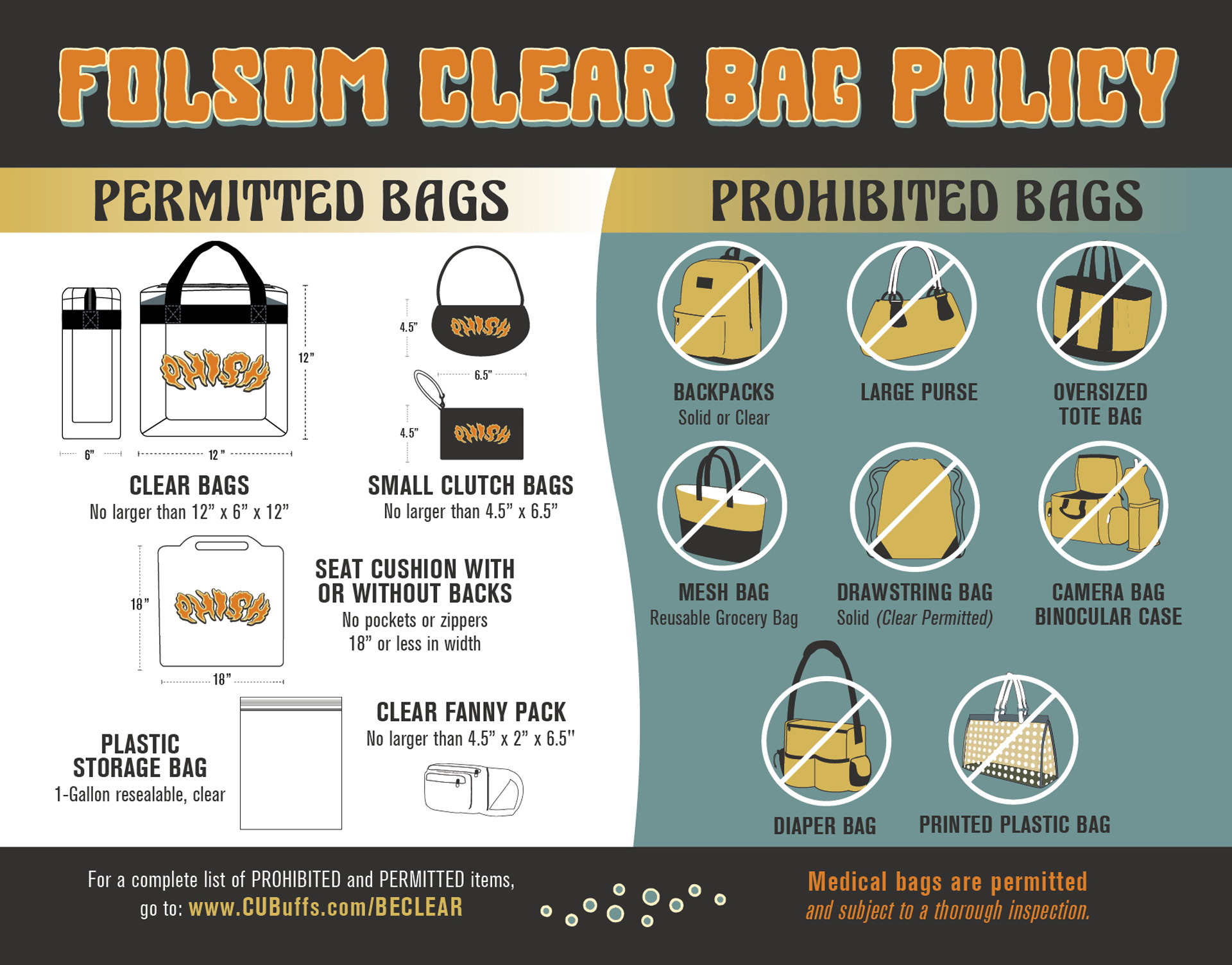 Grateful Dead Folsom Field Bag Policy